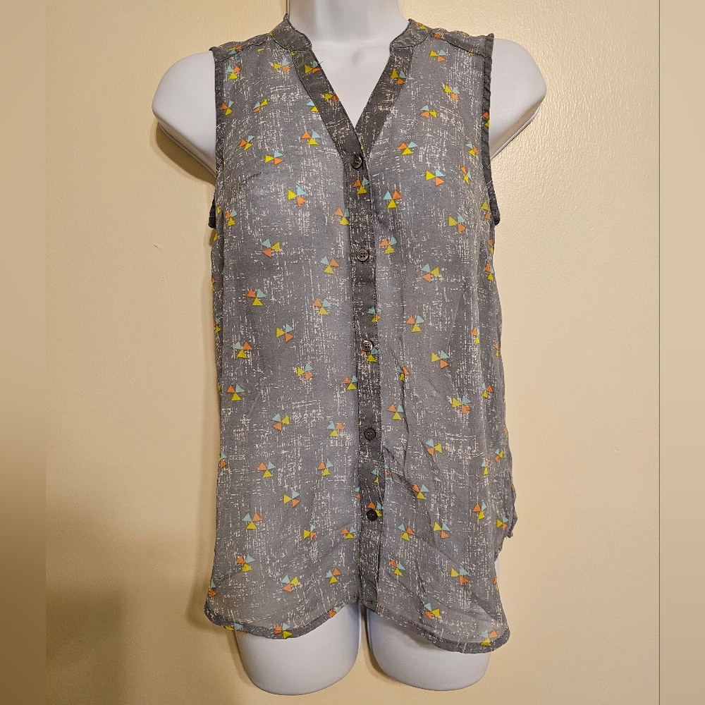 Mossimo Button Down Sleeveless Sheer Blouse, Small